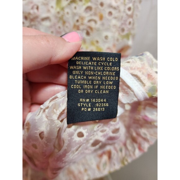 Kathy Ireland Womens XL Pink Shacket Victorian Floral Eyelet Relaxed Cottage - Picture 12 of 16